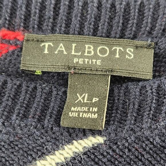 TALBOTS Blue Striped Pima Cotton Long Sleeve Top Womens Petite Extra Large XL P - Picture 3 of 4